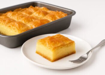 Παραδοσιακό γαλακτομπούρεκο με τραγανό φύλλο και βελούδινη κρέμα